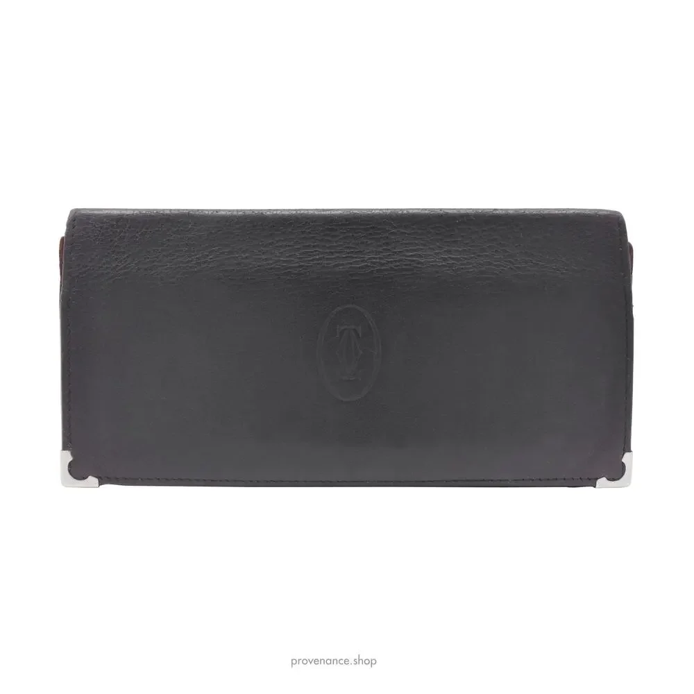 🔴 Cartier Long Wallet - Black Calfskin Leather